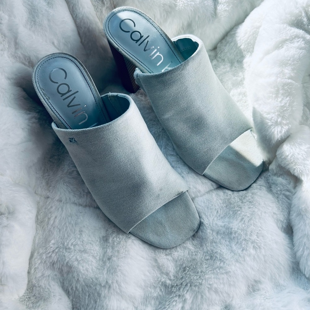Calvin Klein Women's Light Blue Mules